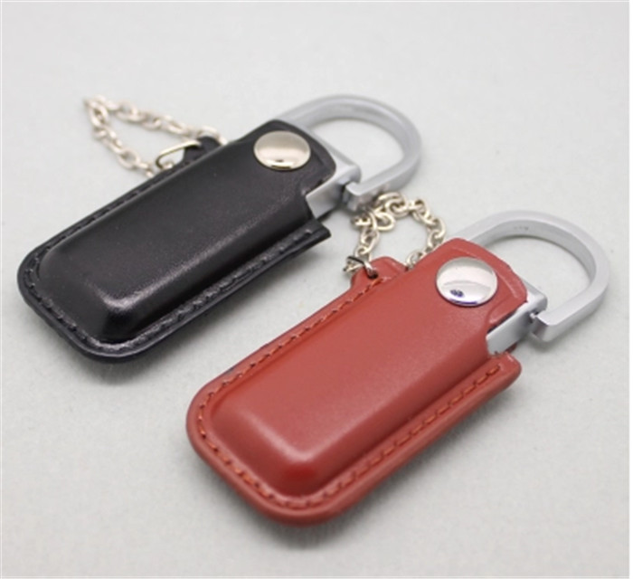 金屬皮質(zhì)U盤 鑰匙扣皮套U盤  金屬皮套禮品U盤制作廠家