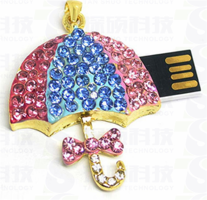 彩色U盤,珠寶雨傘U盤,鑲鉆U盤,彩虹水晶U盤禮品